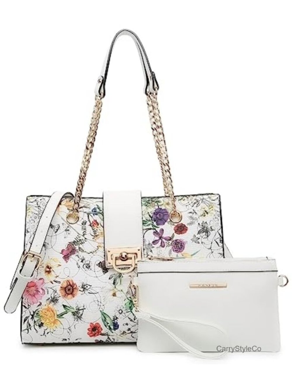 Vegan Leather Satchel Tote Hobo Shoulder Bag with Clutch Purse